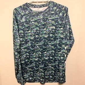 Columbia PFG - Men’s Small -Blue / Green - Camo /Fish-print Long-sleeve Shirt -